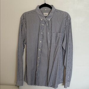 Frank & Oak Black and White Striped Casual Shirt